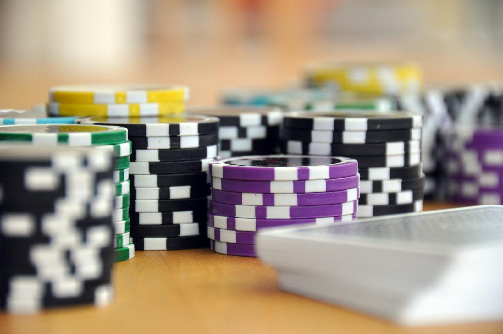 Casino chips and cards on a table